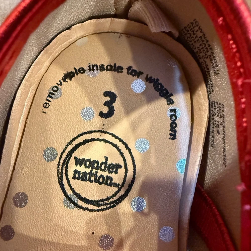 wonder nation Red Metallic Mary Jane Ballet Flats with Bow Toddler Sz 3 New